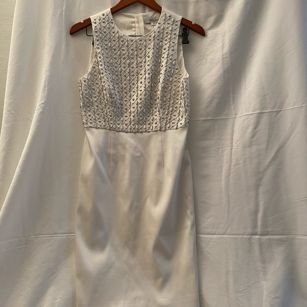 LK Bennett Ivory Textured Midi Dress - Picture 2 of 8